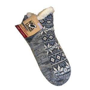 2/$15 🛑 Muk Luks Women's Shortie Cabin Socks L XL 8-10 Blue Fair Isle Grippers
